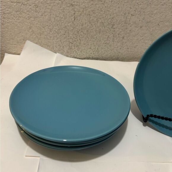 6 Ikea of Sweden 15199 Stoneware Salad Lunch Plate Fargrik 8.25” Turquoise Blue - Picture 3 of 7